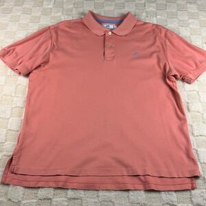 Southern Tide Men's Polo Shirt‎ Salmon Pink Fish Logo Short Sleeve Casual